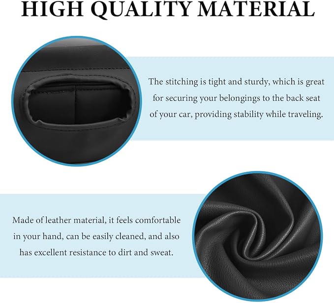 Car Back Seat Organizer, Leather Automotive Rear Seat Couch Cup Holder Expander Tray, Vehicle Cup Holder Tray Holds Snacks Remotes Phones for Truck RV Boat Couch Pillow Bed - Image 3