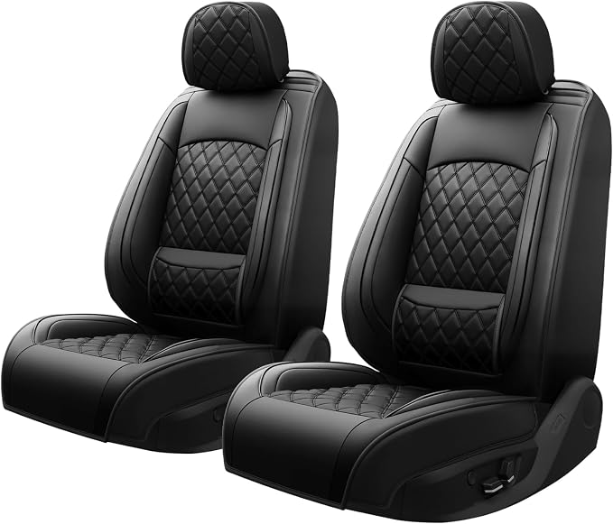 Seat Covers Fit for GMC Sierra 1500/2500/3500 HD 2007-2025,Premium Leather, Waterproof, All-Weather, Airbag Compatible, Breathable, Only 2 Front seat Covers, Black - Image 8