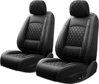 Seat Covers Fit for GMC Sierra 1500/2500/3500 HD 2007-2025,Premium Leather, Waterproof, All-Weather, Airbag Compatible, Breathable, Only 2 Front seat Covers, Black - Image 8