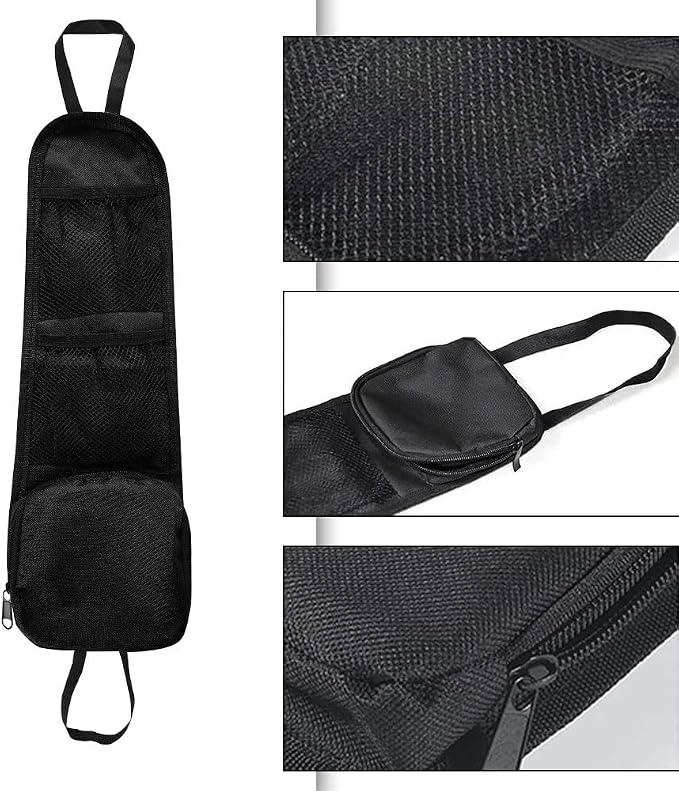 Car Seat Side Storage Pocket, Car Seat Organizer Hanging Bag (1, Black-1) - Image 4