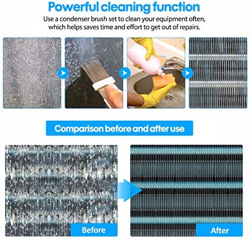 Hommtina 3 Pcs Air Conditioner Condenser Fin Comb/Cleaning Brush, Coil Cleaner Whisk Brush with Window Blinds Brush Dust Cleaner for Refrigerator Evaporator Radiator - Image 5