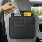 Mandark PU Leather Car Seat Back Organizer, Style 3, Black | Three-pocket layout with clear panel, elastic strap installation, fits most cars, SUVs, and trucks, car interior accessories - Image 5