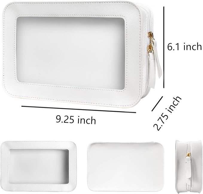 Clear Makeup Bag, White Travel Makeup Pouch Toiletry Bag for Women Waterproof Small Cosmetic Bag Case Small Make Up Bag with Zipper Car Organizer Car Essentials for Women Men - Image 7