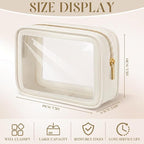 Hsei 12 Pcs Clear Makeup Bags Diaper Bag Organizer Travel Toiletry Bags with Zipper Clear Cosmetic Organizer Car Storage Pouch Bridesmaid Gift for Women Beach Vacation (Beige) - Image 2