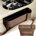 Car Seat Gap Filler Organizer with Cup Holder Expander, Leather Console Seam Filler Storage Box, Auto Front Seat Gap Organizer for Phones Keys Glasses, Universal Fit (Brown Passenger) by Unknown