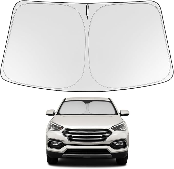 Proadsy Custom Fit Car Windshield Sun Shade for 2013-2018 Hyundai Santa Fe | 240T Heat Shield, Drops Temp 54°F, Blocks 99% UV, Prevents Dashboard Cracking, Summer Parking & Beach Trips, Easy Twist-Fold by Proadsy