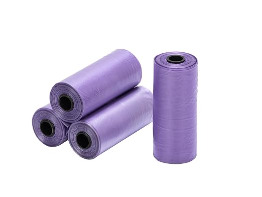 Ginsco 0.8 Gallons Disposable Trash Bags for Mini Car Trash Can, Portable Small Car Garbage Bags, Cars Accessories, Mini Trash Bags, Plastic Trash Bag for Cars/Home/Office (4 Rolls/60 Counts) Purple by Ginsco