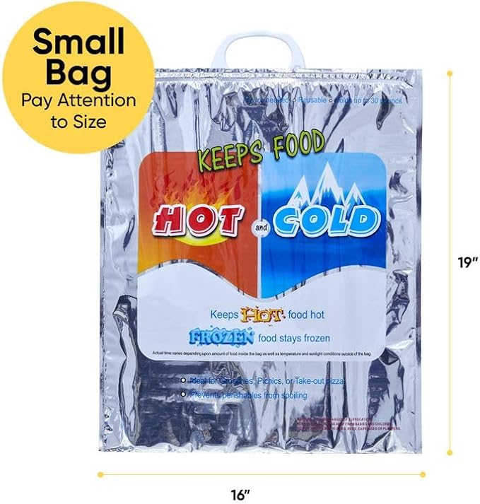 Superio Hot and Cold Insulated Bags for Food Delivery, Grocery Shopping Bags, Food Storage for Hot and Frozen Food for Travel, Disposable Cooler Bag, Reinforced Thermal Lunch Bag (72, 16"x19.25") - Image 2