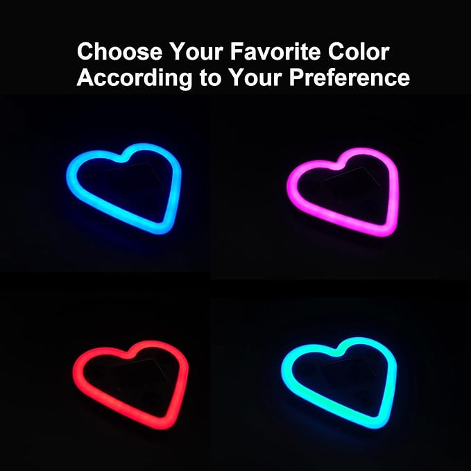 Rechargeable Solar-Powered Wireless Heart LED Light for Car Interior Decor | with 6 Lighting Modes and Vibration Sensor, Romantic Ambient Gift for Couples/Women/Men, Pink, 1 Pcs - Image 5