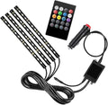 Car LED Light Strips, 4 in 1 8 Color Vehicle Interior Atmosphere Lamp with Ciagrette Lighter Adapter & Music Mode, Automotive Ambient Light Stripping, Universal Auto Accessories by BCOWPV