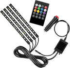 Car LED Light Strips, 4 in 1 8 Color Vehicle Interior Atmosphere Lamp with Ciagrette Lighter Adapter & Music Mode, Automotive Ambient Light Stripping, Universal Auto Accessories by BCOWPV