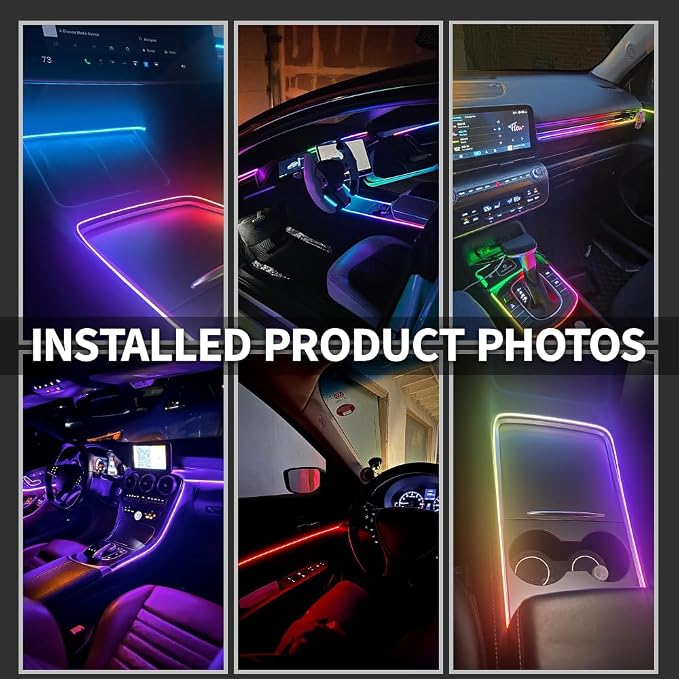 Ambient Lighting Car Led Lights Interior Kit,10 in 1 RGB Music Sync Acrylic Led Lights for Car Interior,175 inches Fiber Optic Neon Accent Strip Night Ambiance Footwell Lighting with Wireless APP - Image 4