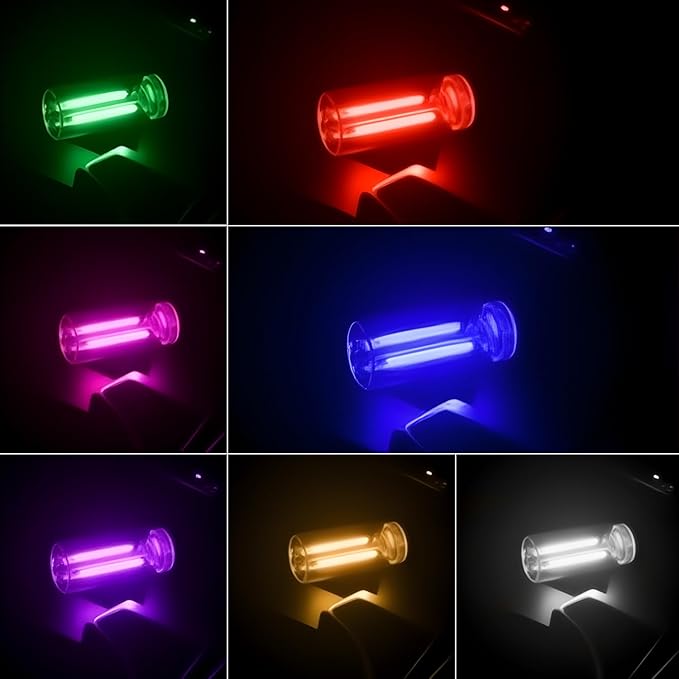 2Pcs Car USB Lights, Plug-in Retro Car Ambient Lighting Kit Dimmable, Red | Touch Adjustment Light, Portable Mini Glass Bottle LED Bulb Nightlights for Car Bedroom Hallway Camping Holiday Decoration - Image 2