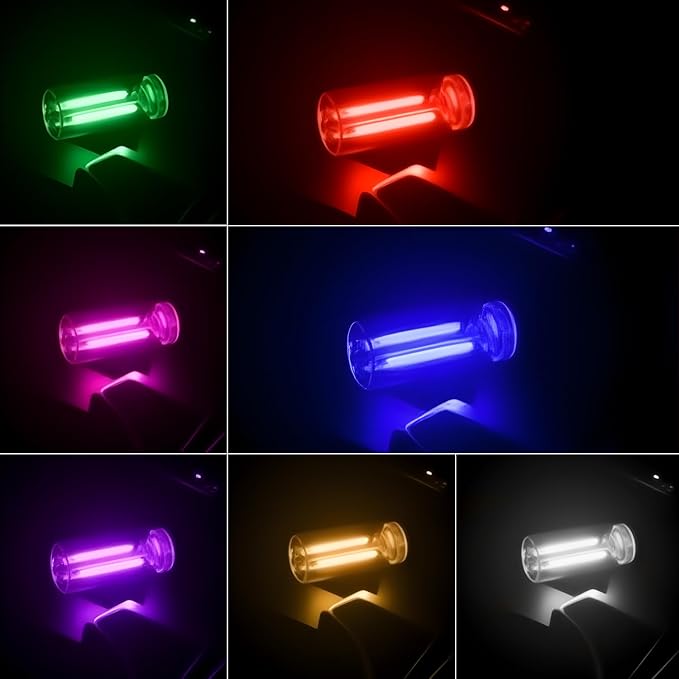 2Pcs Car USB Lights, Plug-in Retro Car Ambient Lighting Kit Dimmable Purple | Touch Adjustment Light, Portable Mini Glass Bottle LED Bulb Nightlights for Car Bedroom Hallway Camping Holiday Decoration - Image 2