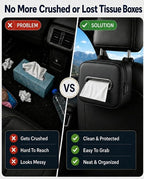 Leather Car Tissue Holder, Extra Large Tissue Holder for Car, Fits 120–230 Count Rectangular Tissue Boxes, Wider Opening for Easy Access, Dual Zipper for Headrest,Console,Seat Back (Black) - Image 3