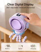 SWEETFULL Portable Stroller Fan, Pinch-Proof Baby Fan - Purple | Wide Turbine Airflow; Safe Design; LED Display; 5-Speed; 30dB Quiet; USB-C Rechargeable; Mini Clip On Fan for Car Seat & Bed - Image 5