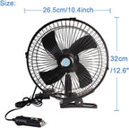CYDZSW 12v Clip Fan for Car,10 inch Portable 90° Rotation Oscillating 12 Volt DC Desk Fan,2 Speed Car Fans that Blow Cold Air,360° Adjustment Clip on Fans for RV,Truck,SUV and Vehicles(Black) - Image 2