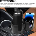 Car Double Cup Holder Extender, 2-in-1 Car Cup Holder Adapter with Adjustable Base, Universal Multifunctional Cup Holder Organizer for Beverage, Snack, Cup, Bottle Storage (Black) - Image 3
