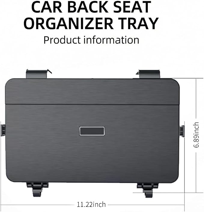 Car Back Seat Tray Table - Foldable & Adjustable Travel Desk for Eating, Working, Gaming | Sturdy Plastic Snack Lap Tray for Adults | Fits SUV, Sedan, Minivan (Folding Storage Box) - Image 2