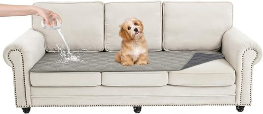 100% Waterproof Dog Bed Cover Pet Blanket, Light Gray+Gray, 30"x71" | ,7-Layer Reversible Couch Covers for Dogs Met for Sofa Furniture Car Camping by Unknown