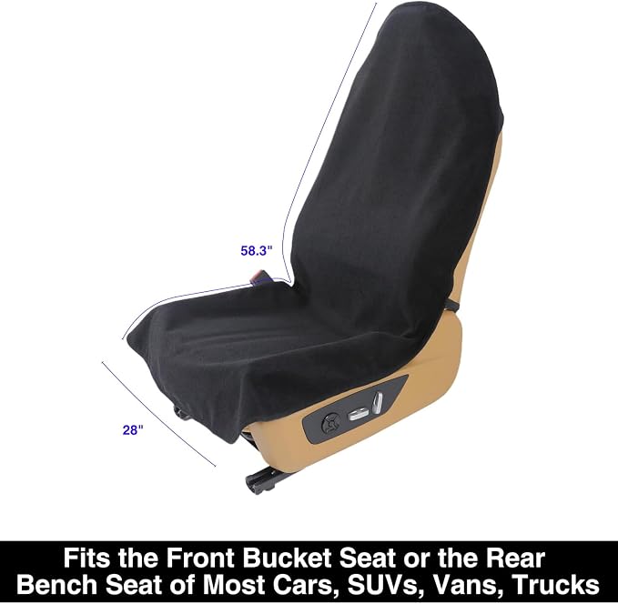 VSHIELD Waterproof Towel Car Seat Cover, Sweatproof Non-Slip Seat Protector, Universal Fit for Front Bucket or Rear Bench Seat of Cars, SUVs, Vans, Trucks, Compatible with Airbags and Armrests - Image 7