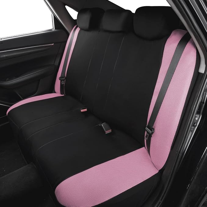 Flying Banner Butterfly car seat Covers ful Set Fashion Universal Lady Woman Female Rear Bench Split Colorized (Pink Black, Full Set) - Image 7