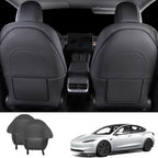 TOPABYTE Seat Back Kick Protector for Tesla Model Y Model 3 Model S Model X | Scratchproof Leather Backseat Mats for Kids & Pets Wear-Resistant Back Seat Cover with Extra Organizer Pocket 2 PCS - Black - Image 8