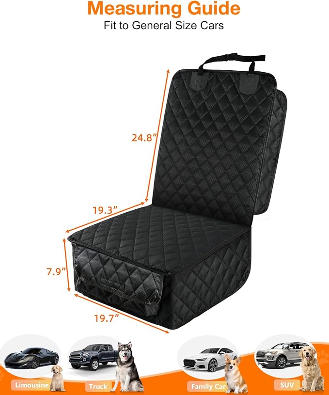 Waterproof Front Seat Car Cover 2 Pack, Full Protection | Dog Car Seat Cover with Side Flaps, Nonslip Scratchproof Captain Chair Seat Cover Fits for Cars, Trucks, SUVs, Jeep, Black - Image 5