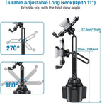 miracase Cup Phone Holder for Car, [Upgraded Version] Adjustable Long Neck Car Cup Holder Phone Mount Cradle Friendly Compatible with iPhone Samsung Google and All Smartphones, Silver - Image 4