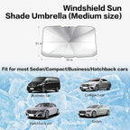 ZDLYH Car Windshield Sun Shade Umbrella,Nano Ice Crystal Cooling, UV Ray Reflector,Protect Interior & Keep Cool,Convenient Storage,Fit for Most Sedan/Business/Compact/Hatchbak car(Medium (55 * 32in) - Image 9