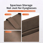 Magnetic Car Sunglasses Holder - Beige Nappa Visor Glasses Case | One-Handed Eyeglass Clip for Large Frames heat-resistant storage for aviators & cards,damage-free,vanity mirror friendly - Image 5