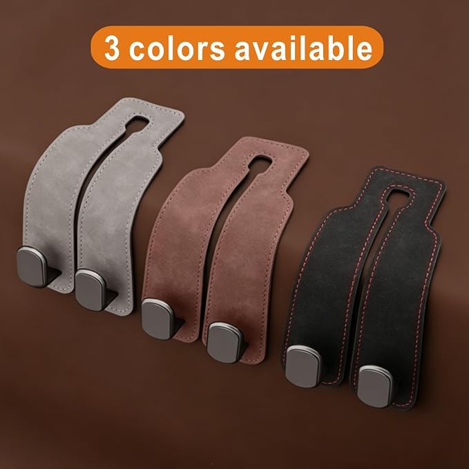 Universal Car Headrest Hooks Heavy Duty Suede Seat Organizer(Black) | Keep your car organized with these heavy-duty suede hooks—the perfect spot for your purse, bags, and daily essentials - Image 6