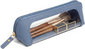 Clear Pencil Case for Kids,Cute Makeup Bag for Women(Slim, Blue) | Waterproof PVC Leather Cosmetic Pouch Zipper,Mini Travel Toiletry Bag for Women,Makeup Brushes Bag Storage and Orgainzer by LETGO