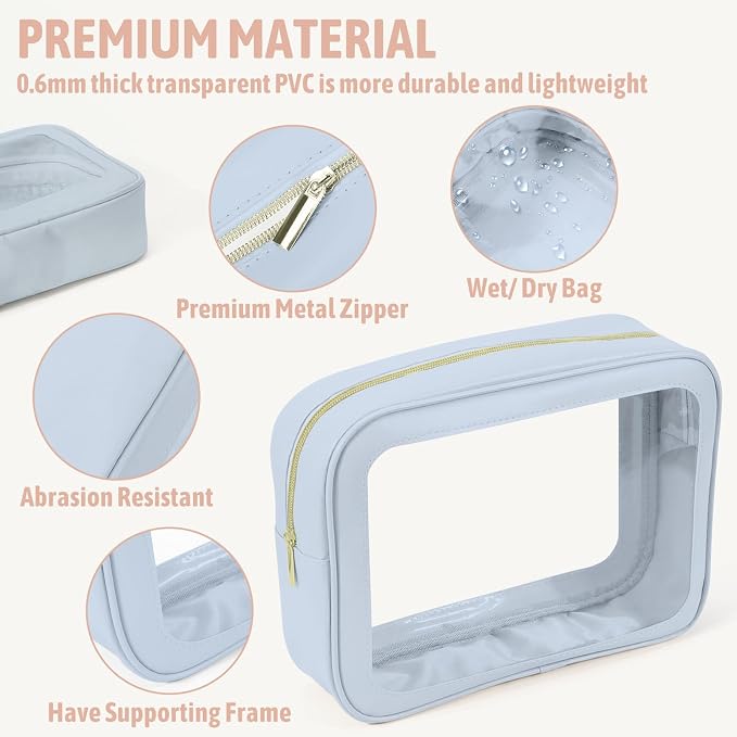 6PCS Clear Toiletry Bag,TSA Approved Travel Pouch with Zipper for Cosmetics and Toiletries，Diaper Bag Organizer Pouch Set, Purse Organizer and Clear Car Bag for Women and Kids - Image 4