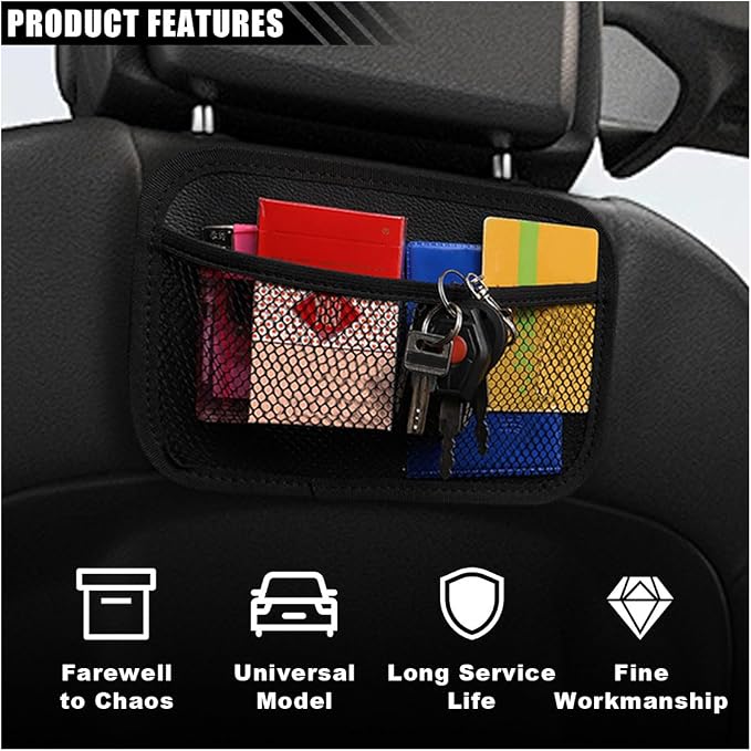 smilfuy 2PCS Car Net Pocket, Car Sticky Organizer Mesh Pocket Side Clutter Scattered Storage Phone Holder, Elastic Mesh Seat Back Pocket Car Storage Net Bag, Strong Paste Organizer (2 Large) - Image 5