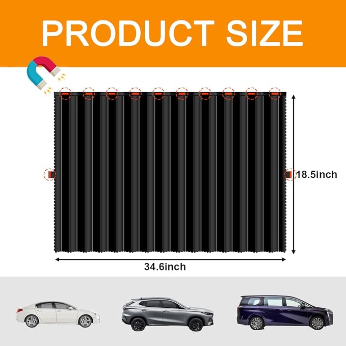 Magnetic Car Side Window Sun Shades for Breastfeeding, Taking a nap, Camping (Back Seat 4pcs) - Image 2