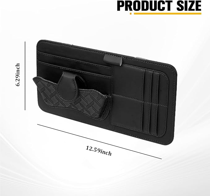 Car Sun Visor Organizer, Multifunctional Visor Storage Pouch with Sunglasses Holder & Card Sleeve Pocket, Auto Interior Organizer Pocket Bag for Pens Cards Documents, Universal Fit (Black) - Image 2