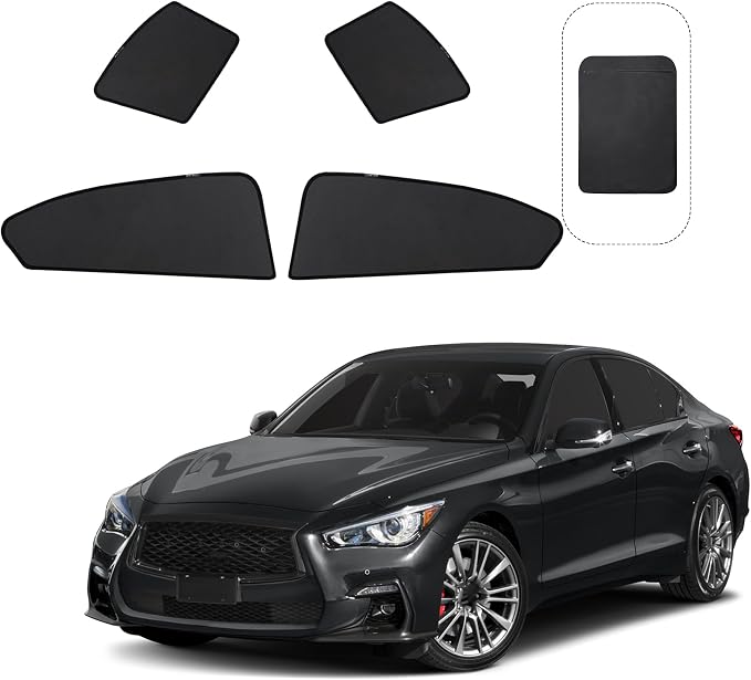 Front Side Half Window Shade Foldable Custom Fit for Infiniti Q50 2015-2019 Car Window Shades for Side Window Sun Shade UV Protection Heat Insulation for Camping Sleeping 4PCS by FannycCargoCover