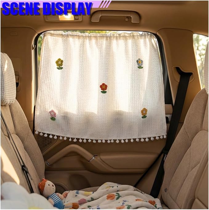 Cute Car Window Shades, 27" x 20" Automotive Side Window Privacy Curtains with Suction Cup, Sun Blackout UV Protection Car Camping Windows Screen Shades for Baby, Pet (Colorful) - Image 3