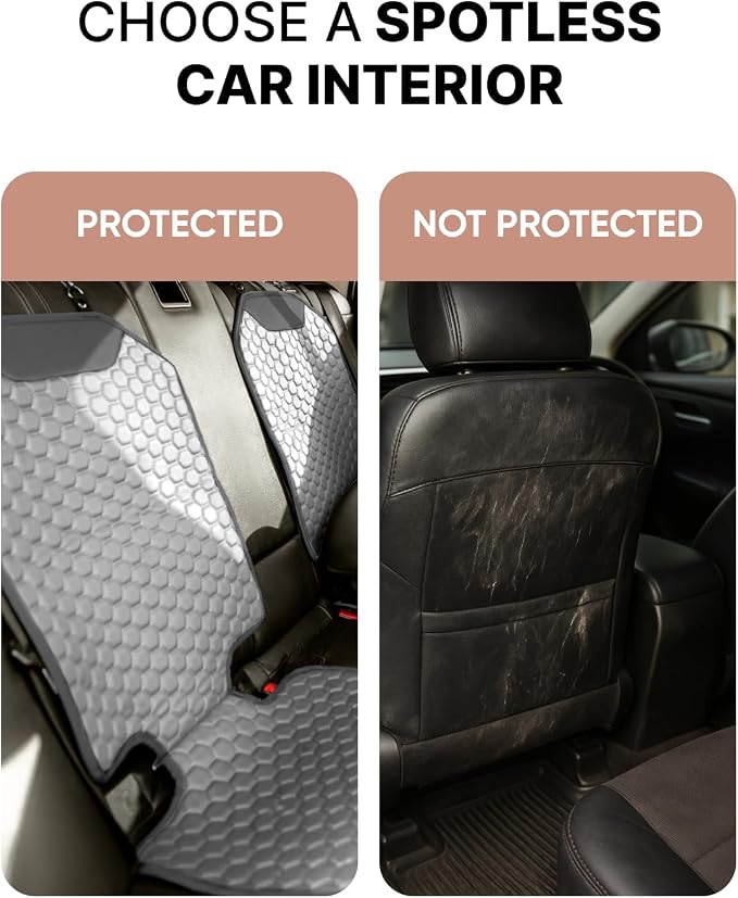 Set Seat Back Organizer & Car Seat Protector Hexy Waterproof & Non-Slip Protector for Child Car Cushion for Leather and Fabric Seats (Gray Set 2) - Image 9