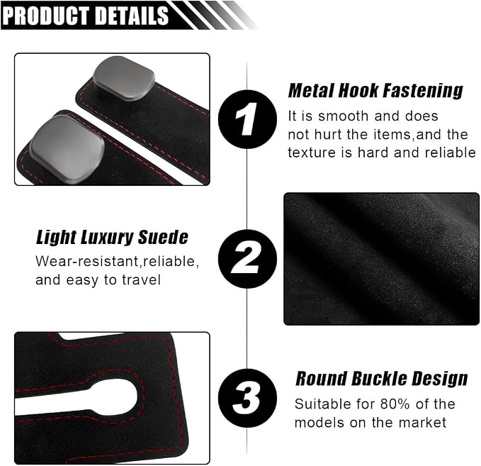Car Seat Back Double Hooks for Headrest, Leather Car Back Seat Hooks for Purse and Bags, Upgraded 2 in 1 Purse Hook for Car Seat, Universal Vehicle Headrest Hangers for Car, Home (Black, 2PCS) - Image 3