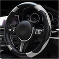 DXNQ Car Steering Wheel Cover, 15 Inch Carbon Fiber Leather Stitching Color Steering Wheel Protector, Anti-Slip Elastic Breathable Steering Wheel Cover Stylish Decor for Most Cars (Black & White) by DXNQ