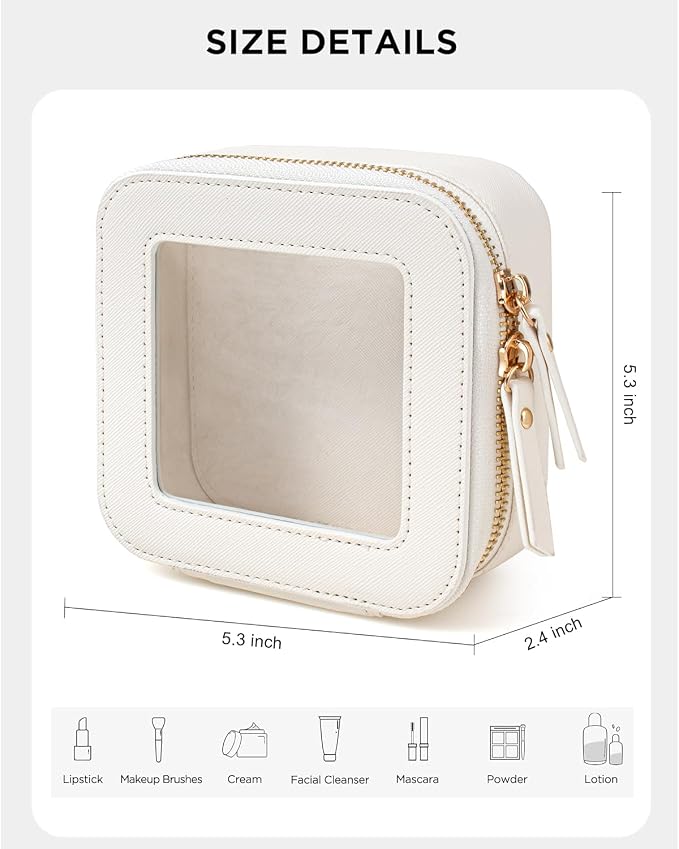 KOTORA Small Makeup Bag for Purse Sunscreen Travel Makeup Bag Clear Cosmetic Bag with Zipper, Car Make Up Bag Organizer Storage Traveling Car Accessories Travel Essentials for Women (Mini White) - Image 2