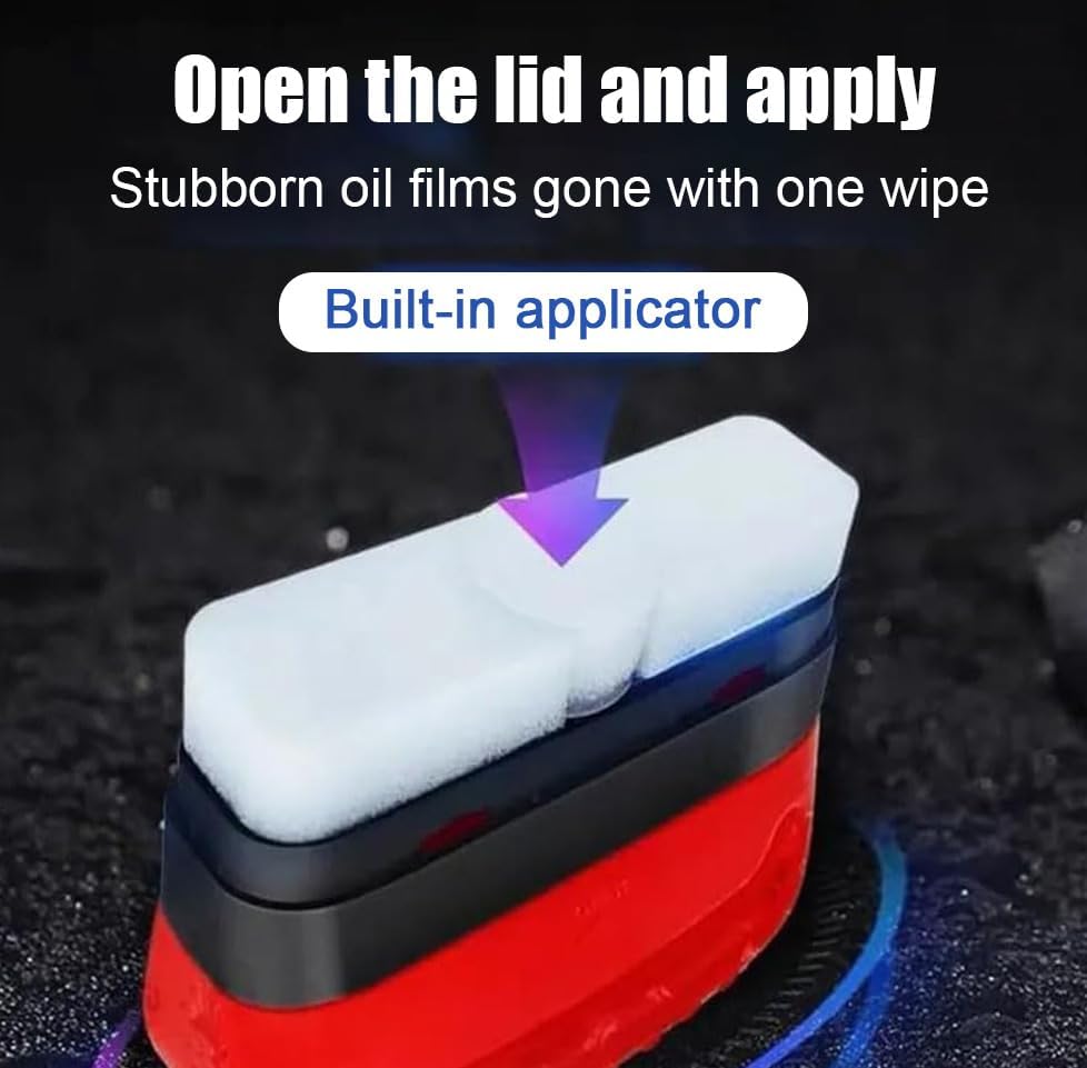 3PCS Automotive Oil Film Cleaning Brush,Car Clear Vision Glass Cleaner for Car Windows,Car Windshield Cleaner for Cleaning Brush and Improving Windshield Clarity & Visibility,Red - Image 3