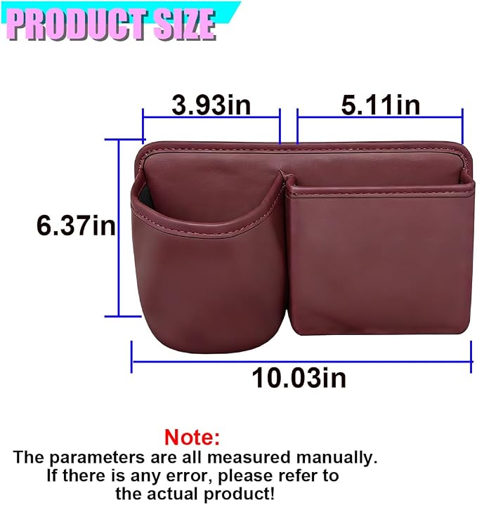 Car Side Door Organizer, Leather Auto Back Seat Storage Pouch with Cup Holder, Car Console Side Trash Can, Universal Vehicle Interior Organizer Pocket for Phone, Coin, Sunglasses (Red) - Image 2