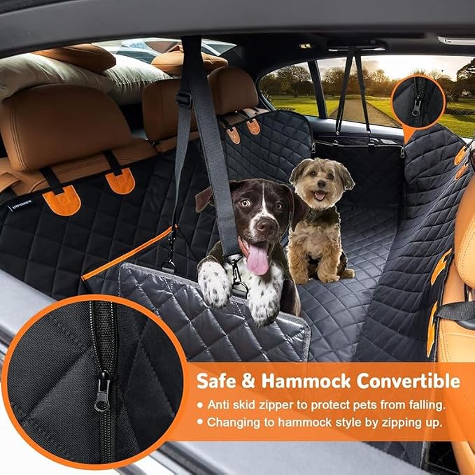 Dog Car Seat Cover for Back Seat, 100% Waterproof Pet Seat Cover with Mesh Visual Window, Scratchproof Nonslip Dog Hammock for Car, Bench & Cargo Liner Style, Universal Size Fits Cars, SUVs, Trucks - Image 5