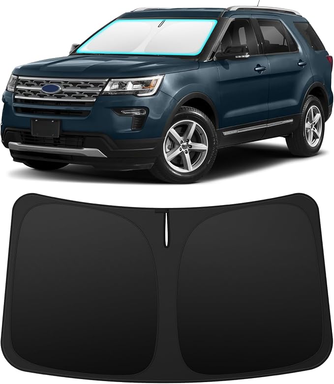 INSAUTO Custom Fit Windshield Sun Shade for Ford Explorer 2011-2019 | Foldable Front Window Sunshade Car Accessories, UV & Heat Reflector, Keeps Interior Cool, Includes Storage Bag by INSAUTO