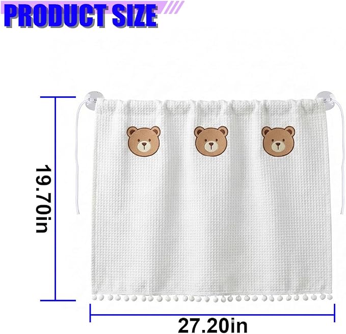 Cute Car Window Shades, 27" x 20" Automotive Side Window Privacy Curtains with Suction Cup, Sun Blackout UV Protection Car Camping Windows Screen Shades for Baby, Pet (Bear) - Image 2