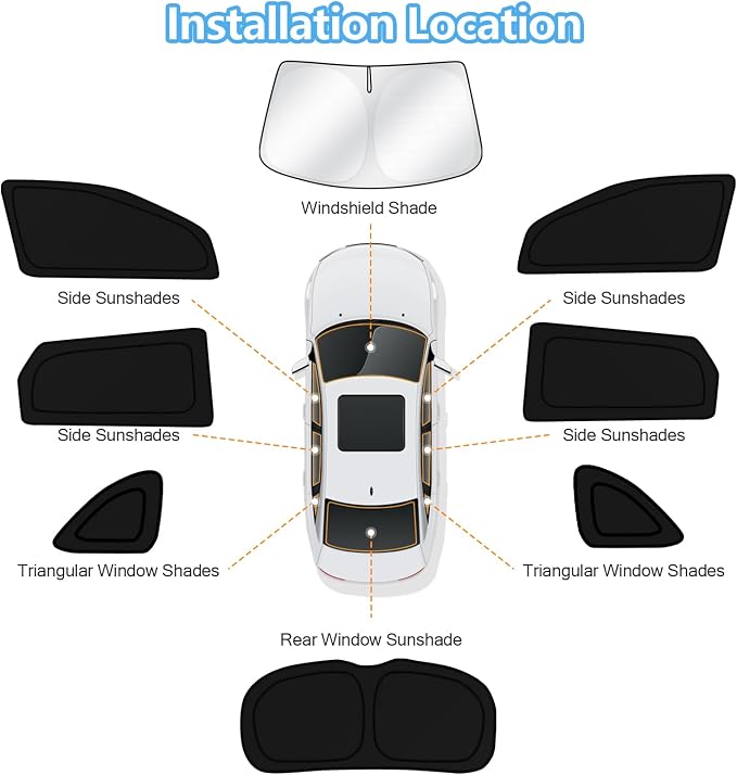 KUST Car Window Shades for Hyundai Tucson 2016-2020 2021 Windshield Sun Shade Side Window Cover UV Block Privacy Protection Accessories for Camping Blackout Rear Back Full Set 8PCS - Image 8
