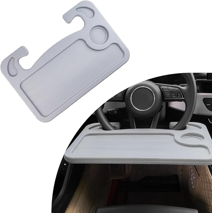 Dickno Car Steering Wheel Desk, Multipurpose Auto Steering Wheel Tray with Drink Holder, Steering Wheel Food Tray for Eating, Universal Vehicle Travel Accessories for Constant Travelers (Gray) by Dickno